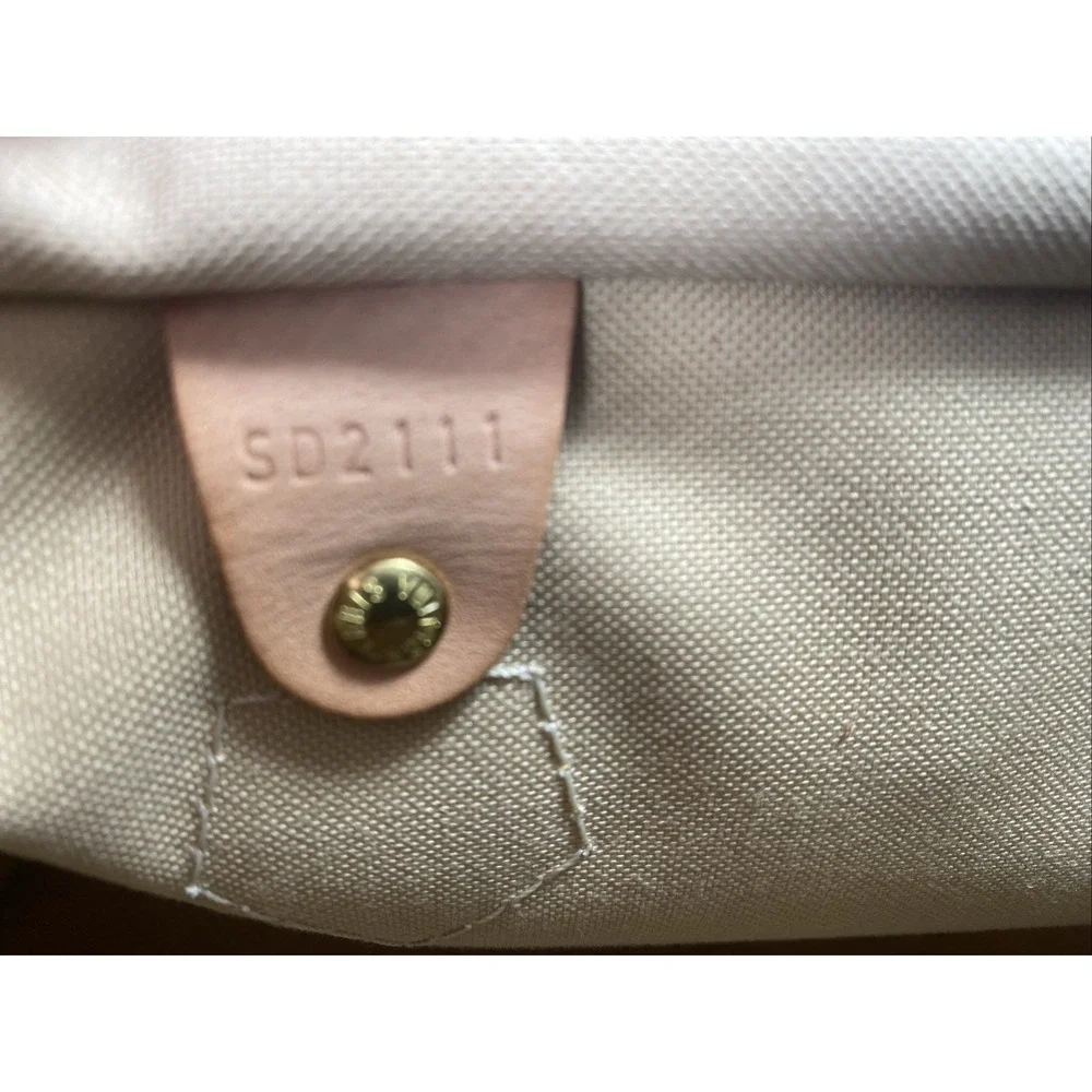 Louis Vuitton Speedy 30 Handbag Damier Azur canvas leather White #SD2111
